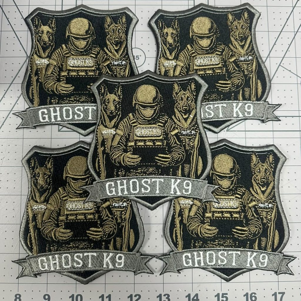 Sheet of custom embroidered K9 unit patches