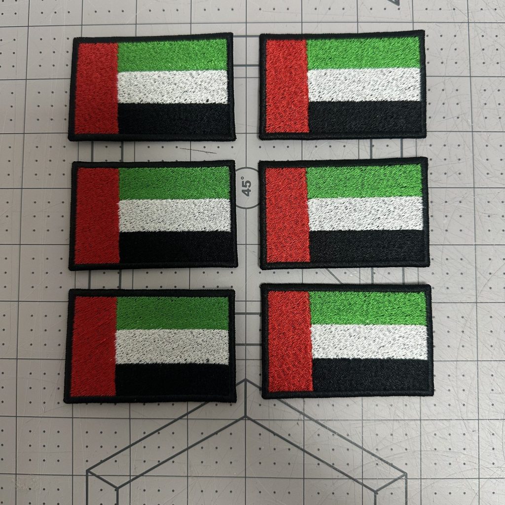 Custom embroidered UAE flag patches, shipped from Dubai