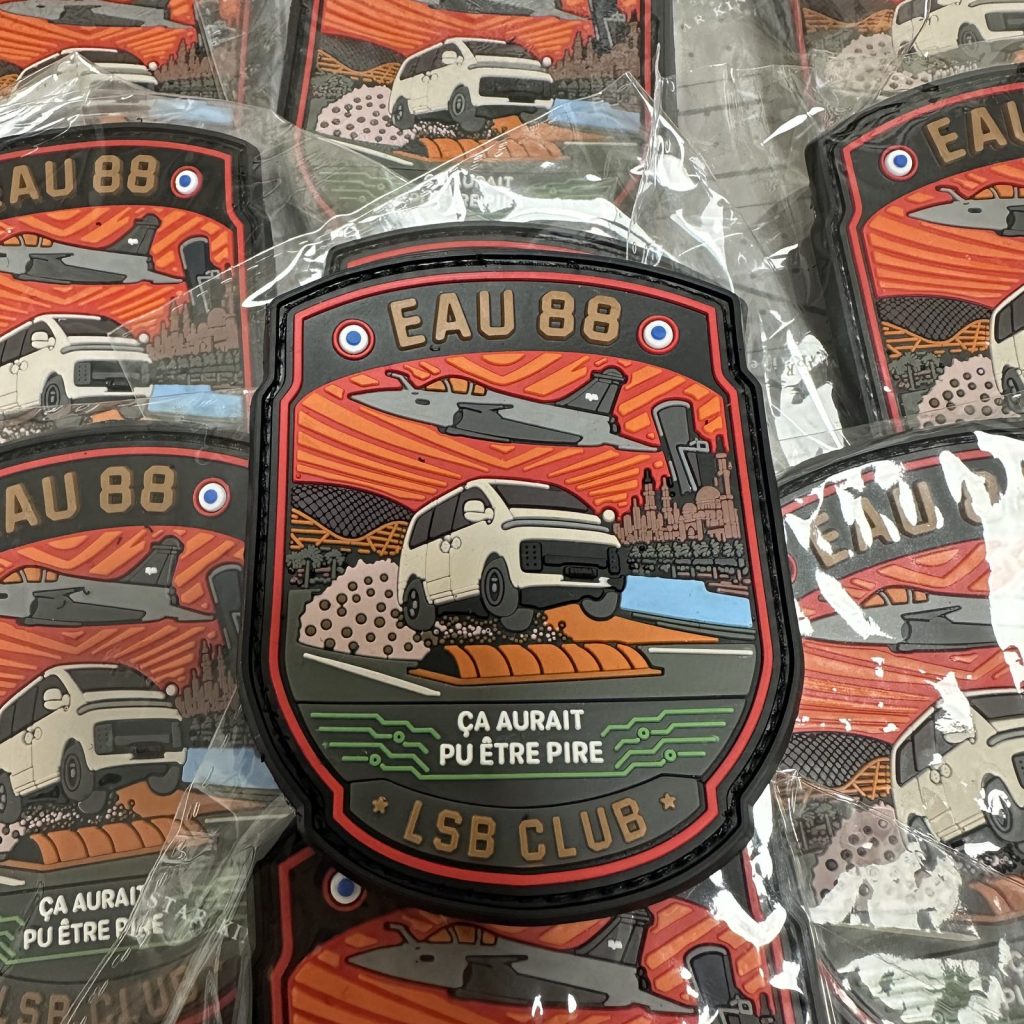 Custom PVC squadron patches with vehicle artwork